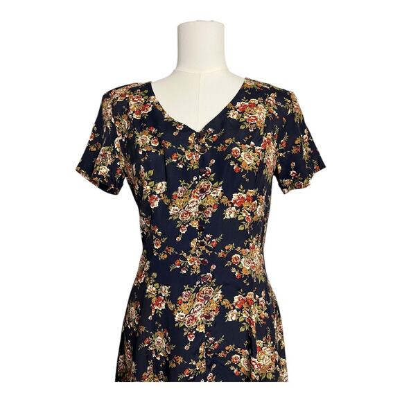 Vintage 90s Floral Boho Dress Rampage Cottagecore Grunge Button Down Midi 5 - Picture 2 of 11